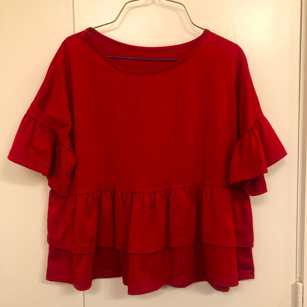 Red Ruffle Top